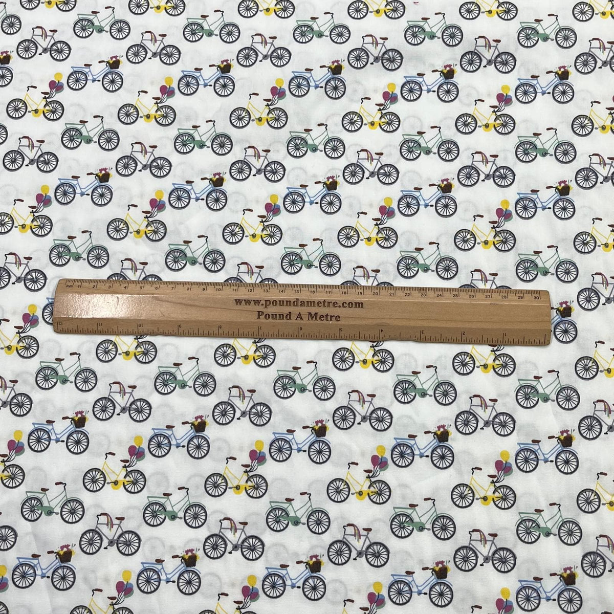 Pound A Metre 3 Metres Luxury Cotton Poplin Fabric – 60'' Wide (White Bike)