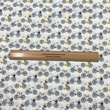 Pound A Metre 3 Metres Luxury Cotton Poplin Fabric – 60'' Wide (White Bike)