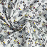Pound A Metre 3 Metres Luxury Cotton Poplin Fabric – 60'' Wide (White Bike)