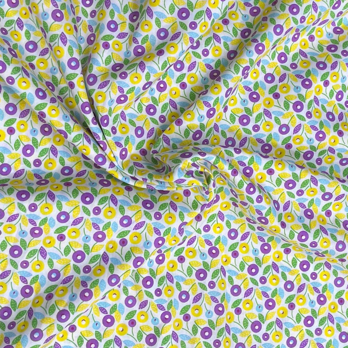 Pound A Metre 3 Metres Luxury Cotton Poplin Fabric – 60'' Wide (Yellow & Purple)
