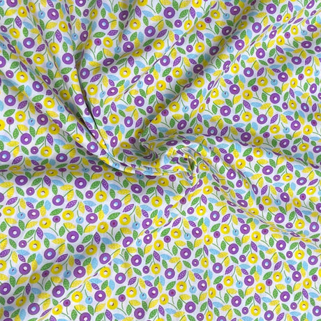 Pound A Metre 3 Metres Luxury Cotton Poplin Fabric – 60'' Wide (Yellow & Purple)