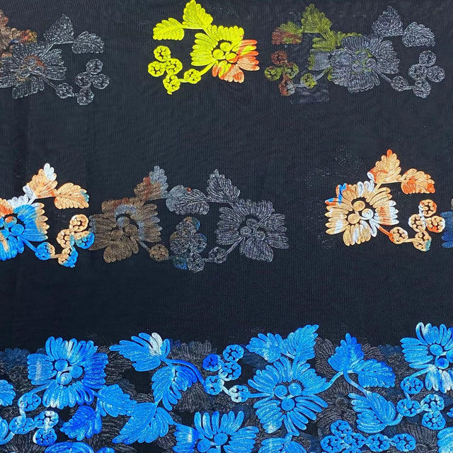 Pound A Metre 3 Metres 3 Metres Luxury Detailed Embroidered Lace Fabric - 55" Wide (Black & Yellow) (EOL)