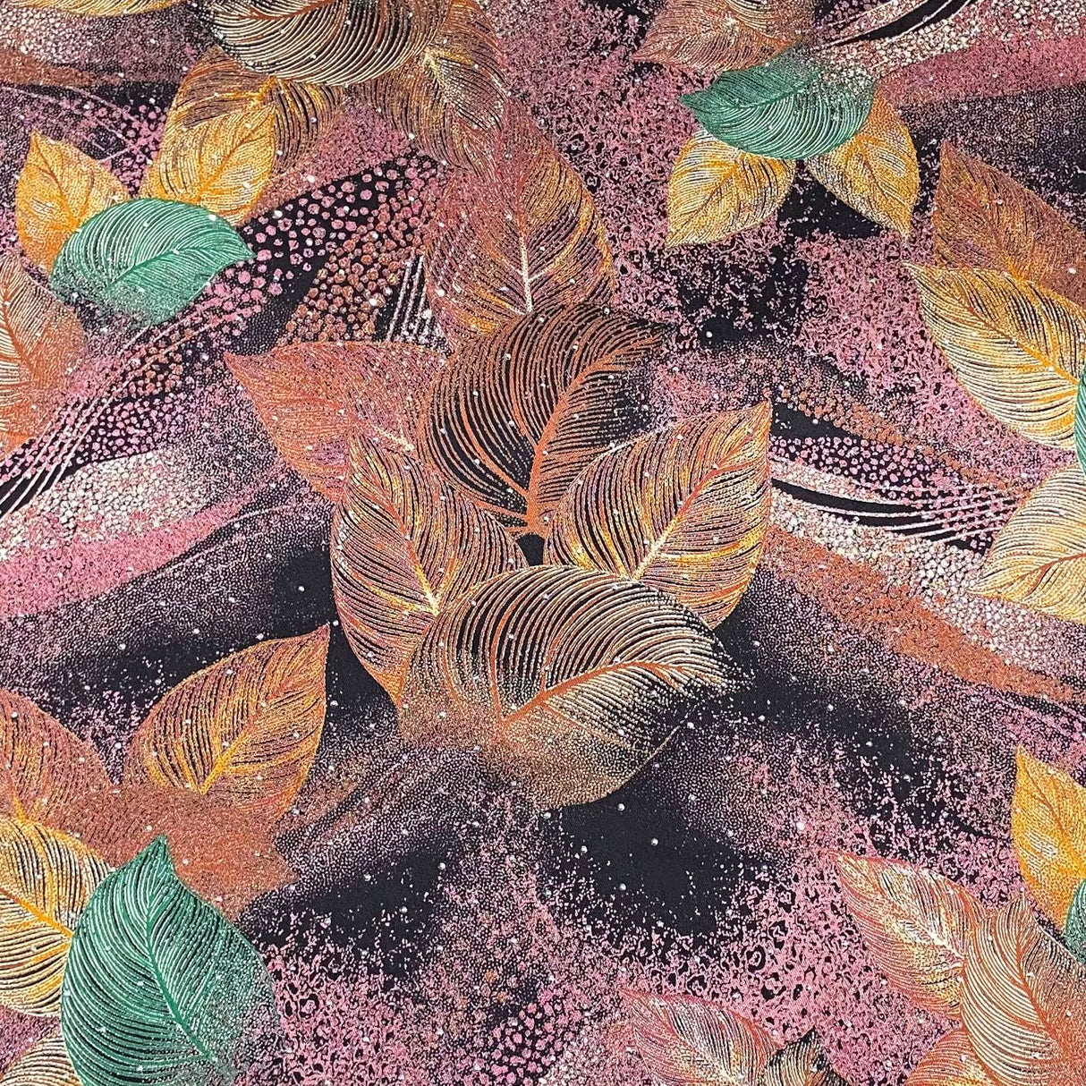 Pound A Metre 3 Metres Luxury Diamante Printed Winter Viscose- 55'' - (Amber Fall)