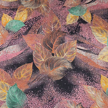 Pound A Metre 3 Metres Luxury Diamante Printed Winter Viscose- 55'' - (Amber Fall)