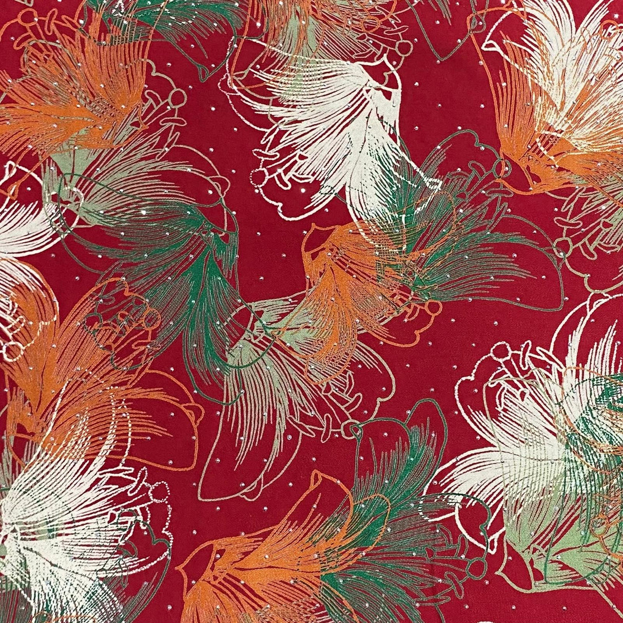 Pound A Metre 3 Metres Luxury Diamante Printed Winter Viscose- 55'' - (Apple)