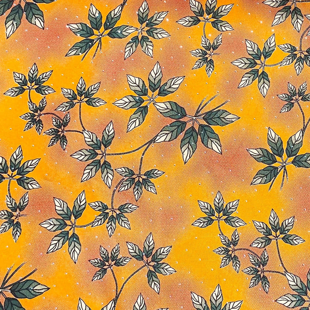 Pound A Metre 3 Metres Luxury Diamante Printed Winter Viscose- 55'' - (Citrine Leaf)