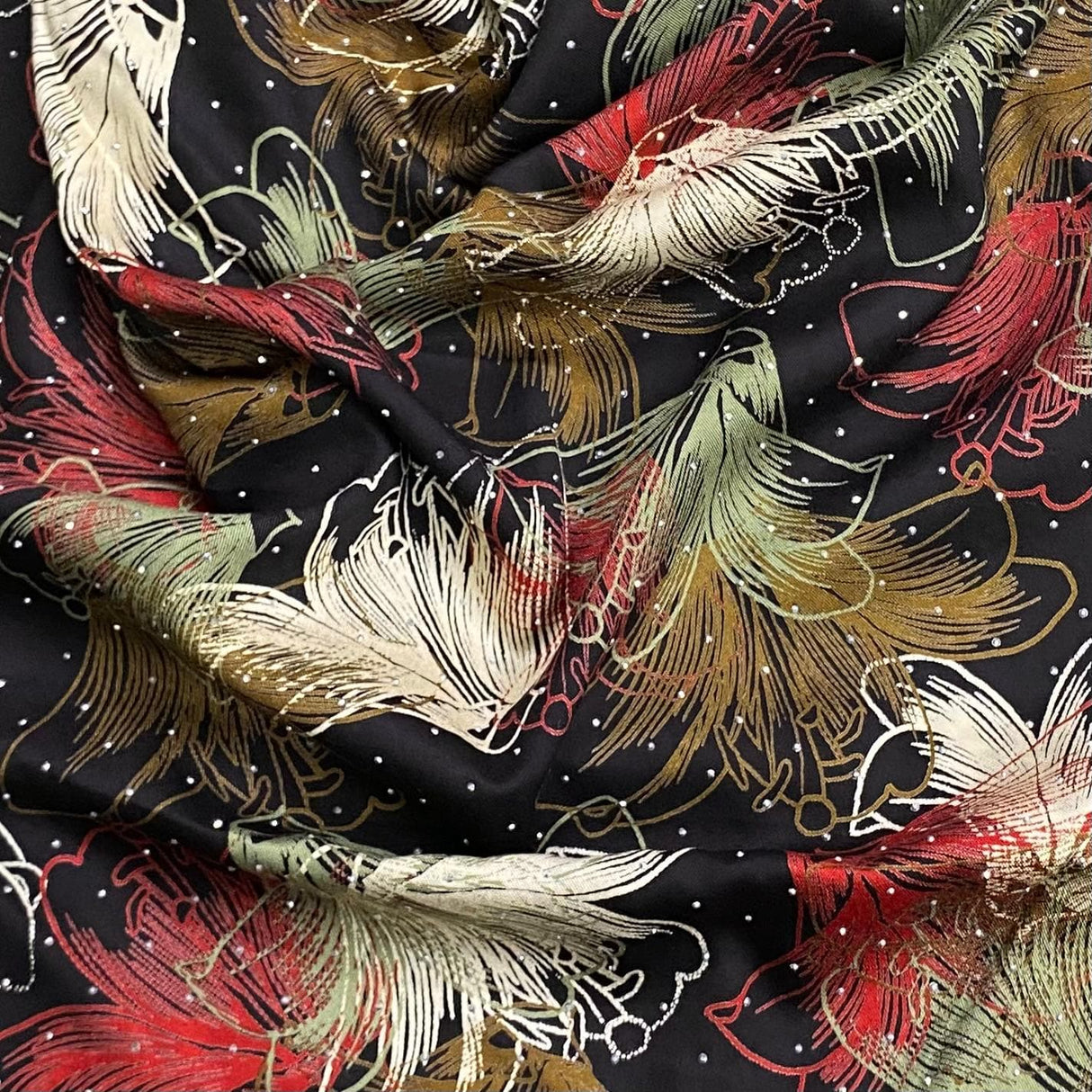 Pound A Metre 3 Metres Luxury Diamante Printed Winter Viscose- 55'' - (Coal)