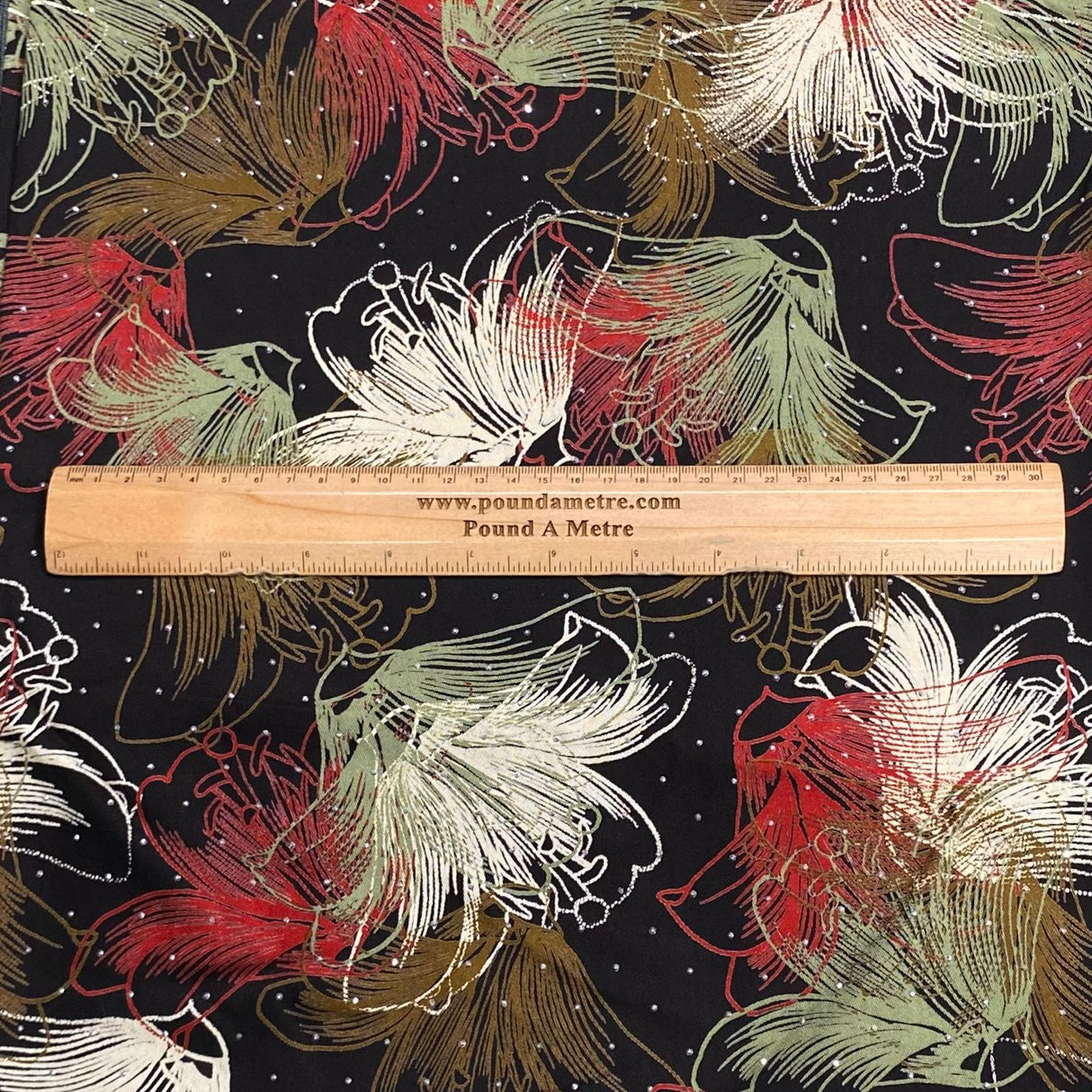 Pound A Metre 3 Metres Luxury Diamante Printed Winter Viscose- 55'' - (Coal)