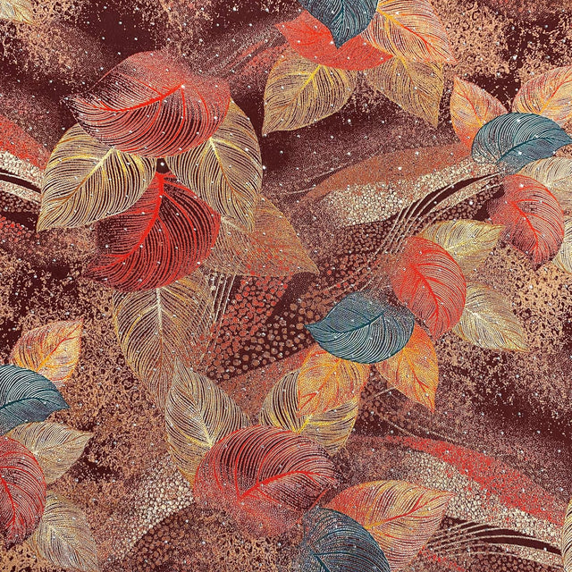 Pound A Metre 3 Metres Luxury Diamante Printed Winter Viscose- 55'' - (Crimson)