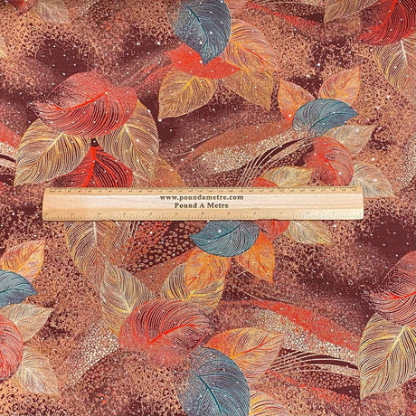 Pound A Metre 3 Metres Luxury Diamante Printed Winter Viscose- 55'' - (Crimson)