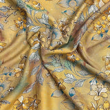 Pound A Metre 3 Metres Luxury Diamante Printed Winter Viscose- 55'' - (Golden Petal)