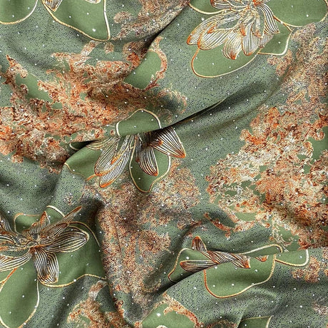 Pound A Metre 3 Metres Luxury Diamante Printed Winter Viscose- 55'' - (Grape)