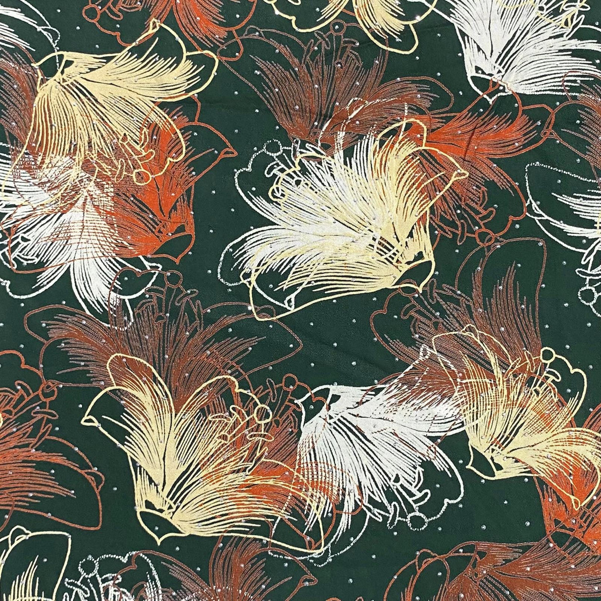 Pound A Metre 3 Metres Luxury Diamante Printed Winter Viscose- 55'' - (Grass)