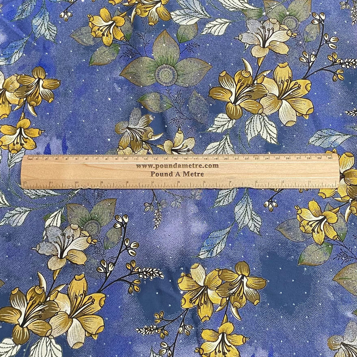 Pound A Metre 3 Metres Luxury Diamante Printed Winter Viscose- 55'' - (Jeans)