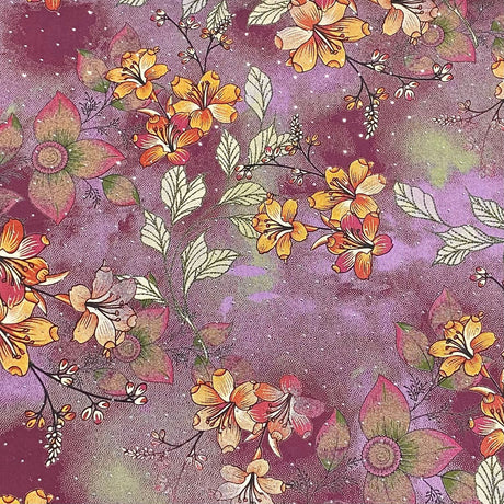 Pound A Metre 3 Metres Luxury Diamante Printed Winter Viscose- 55'' - (Lilac Bloom)