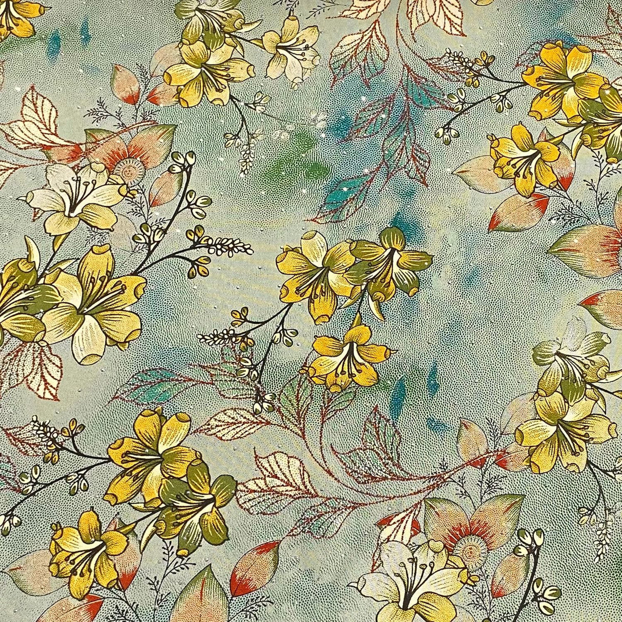 Pound A Metre 3 Metres Luxury Diamante Printed Winter Viscose- 55'' - (Mint Bloom)