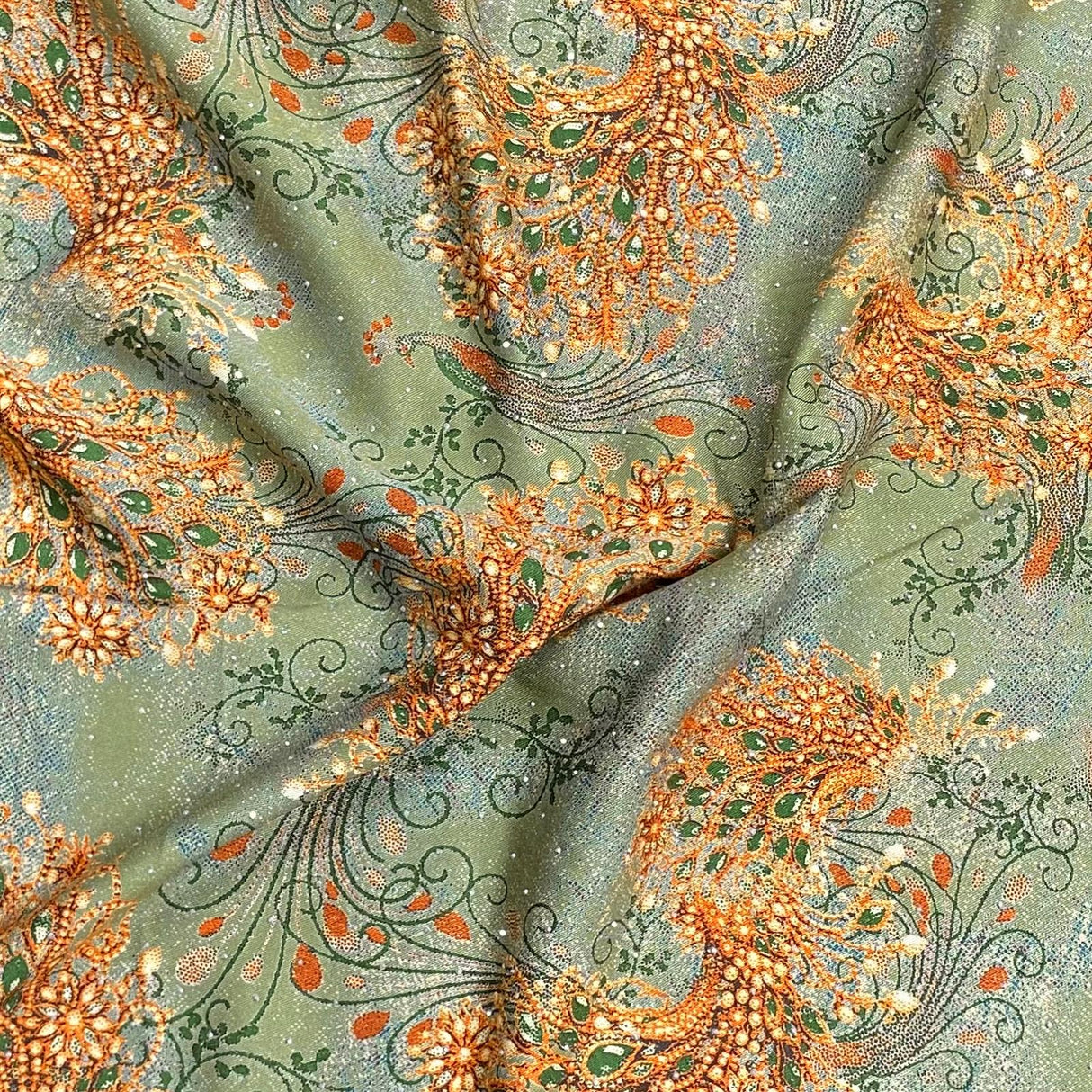 Pound A Metre 3 Metres Luxury Diamante Printed Winter Viscose- 55'' - (Nature)