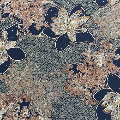 Pound A Metre 3 Metres Luxury Diamante Printed Winter Viscose- 55'' - (Night)