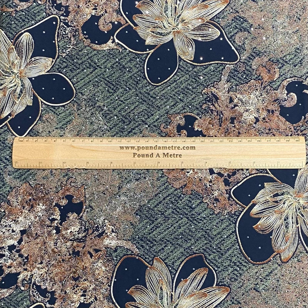 Pound A Metre 3 Metres Luxury Diamante Printed Winter Viscose- 55'' - (Night)