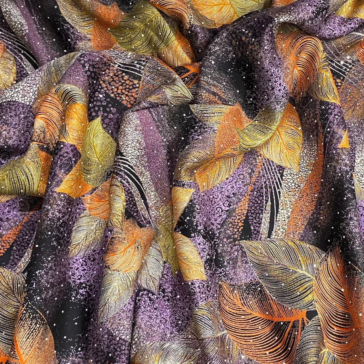 Pound A Metre 3 Metres Luxury Diamante Printed Winter Viscose- 55'' - (Orchid Glow)