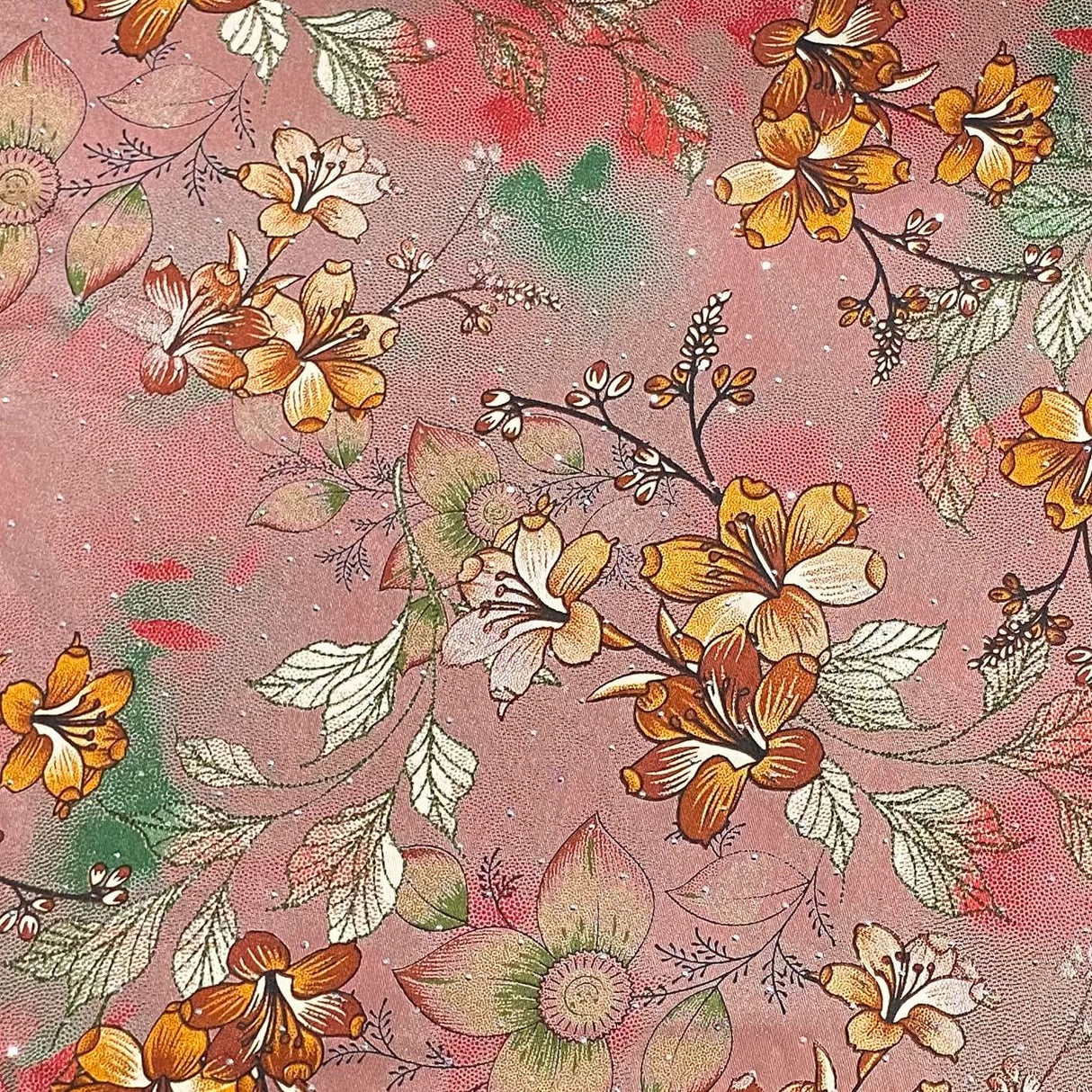 Pound A Metre 3 Metres Luxury Diamante Printed Winter Viscose- 55'' - (Rosette)