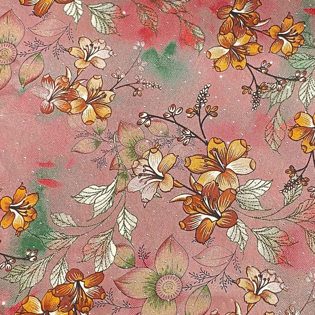 Pound A Metre 3 Metres Luxury Diamante Printed Winter Viscose- 55'' - (Rosette)