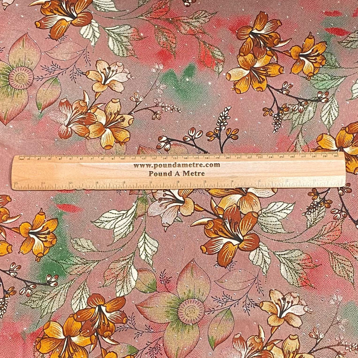 Pound A Metre 3 Metres Luxury Diamante Printed Winter Viscose- 55'' - (Rosette)