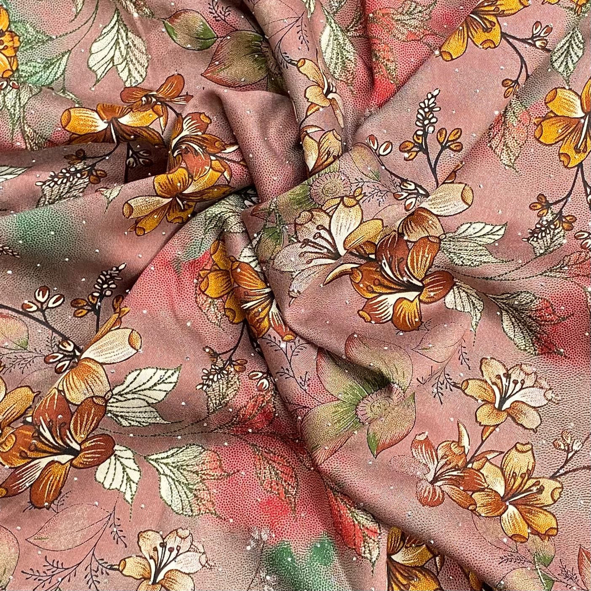 Pound A Metre 3 Metres Luxury Diamante Printed Winter Viscose- 55'' - (Rosette)