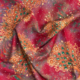Pound A Metre 3 Metres Luxury Diamante Printed Winter Viscose- 55'' - (Starwberry)