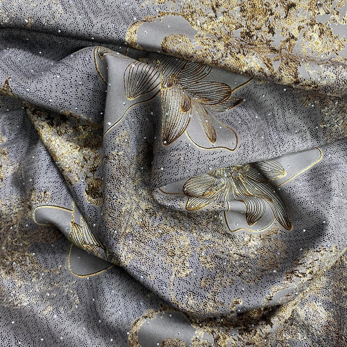 Pound A Metre 3 Metres Luxury Diamante Printed Winter Viscose- 55'' - (Steal)