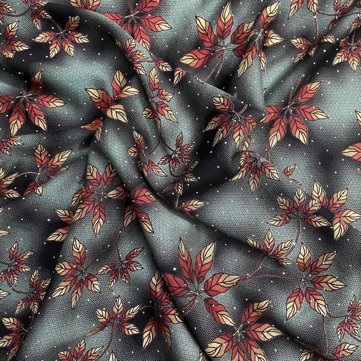 Pound A Metre 3 Metres Luxury Diamante Printed Winter Viscose- 55'' - (Teal Vine)