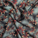 Pound A Metre 3 Metres Luxury Diamante Printed Winter Viscose- 55'' - (Teal Vine)