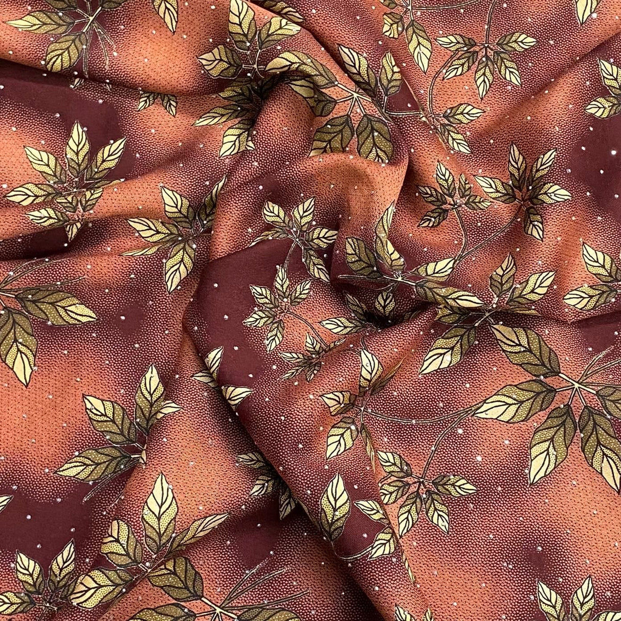 Pound A Metre 3 Metres Luxury Diamante Printed Winter Viscose- 55'' - (Terracota)