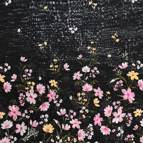 Pound A Metre 3 Metres Luxury Double-Sided Chiffon Fabric – 55" Wide - (Black Garden)