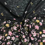Pound A Metre 3 Metres Luxury Double-Sided Chiffon Fabric – 55" Wide - (Black Garden)