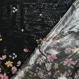Pound A Metre 3 Metres Luxury Double-Sided Chiffon Fabric – 55" Wide - (Black Garden)