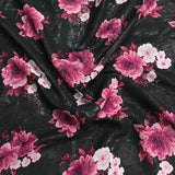 Pound A Metre 3 Metres Luxury Double-Sided Chiffon Fabric – 55" Wide - (Black Roses)