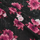Pound A Metre 3 Metres Luxury Double-Sided Chiffon Fabric – 55" Wide - (Black Roses)