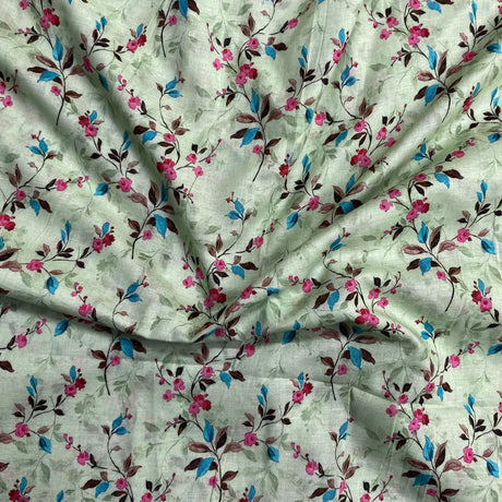 Pound A Metre 3 Metres 3 Metres, Luxury Dressmaking 100% Digital Printed Cotton Lawn- 55" (Grass) (EOL)