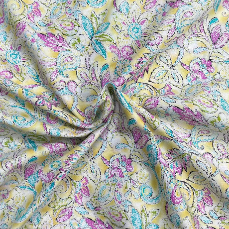 Pound A Metre 3  Metres Luxury Dressmaking 100% Digital Printed Cotton Lawn- 55" (Light Floral)