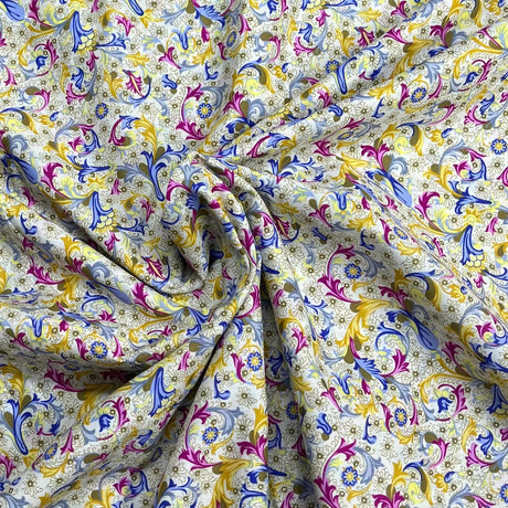 Pound A Metre 3  Metres Luxury Dressmaking 100% Digital Printed Cotton Lawn- 55" (Lobelia)