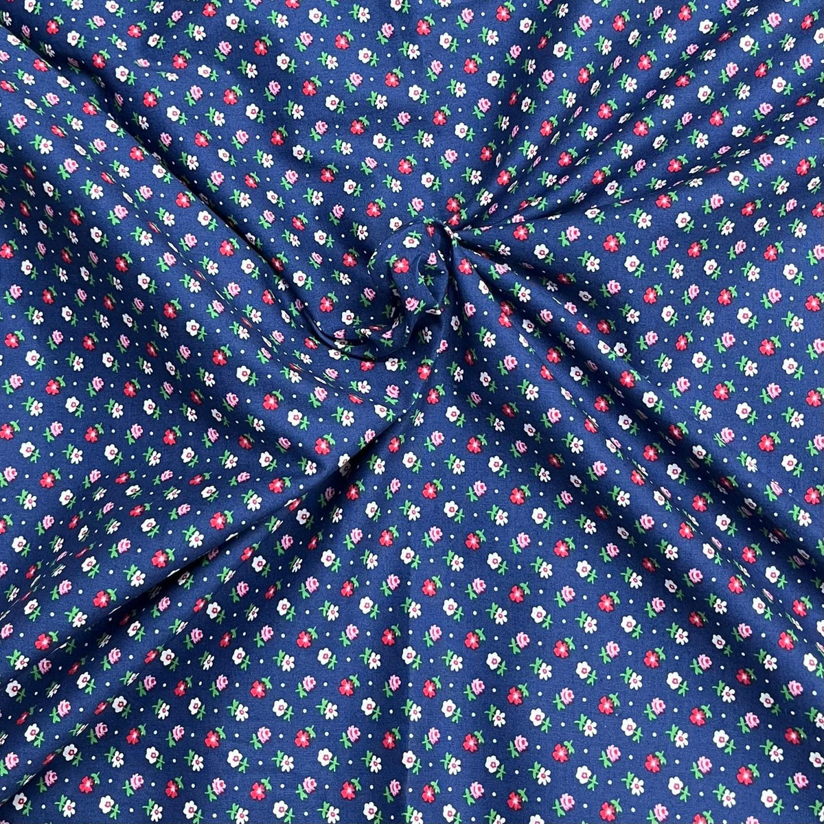 Pound A Metre 3  Metres Luxury Dressmaking 100% Digital Printed Cotton Lawn- 55" (Navy Floral)