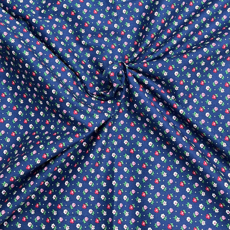 Pound A Metre 3  Metres Luxury Dressmaking 100% Digital Printed Cotton Lawn- 55" (Navy Floral)