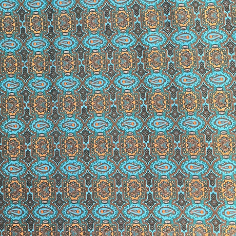 Pound A Metre 3  Metres Luxury Dressmaking 100% Digital Printed Cotton Lawn- 55" (Orange & Turqouise)
