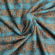 Pound A Metre 3  Metres Luxury Dressmaking 100% Digital Printed Cotton Lawn- 55" (Orange & Turqouise)