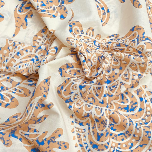 Pound A Metre 3 Metres Luxury Dressmaking 100% Digital Printed Cotton Lawn- 55" (Paisley)