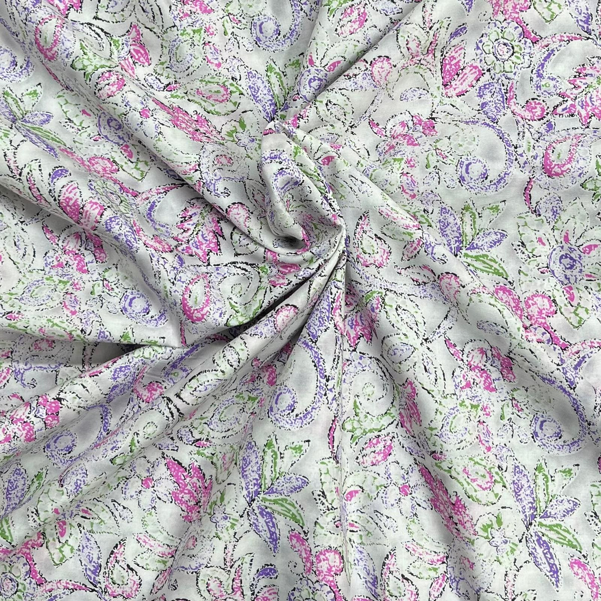 Pound A Metre 3  Metres Luxury Dressmaking 100% Digital Printed Cotton Lawn- 55" (Pastel)