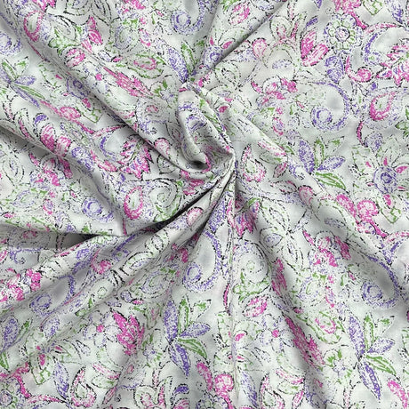 Pound A Metre 3  Metres Luxury Dressmaking 100% Digital Printed Cotton Lawn- 55" (Pastel)