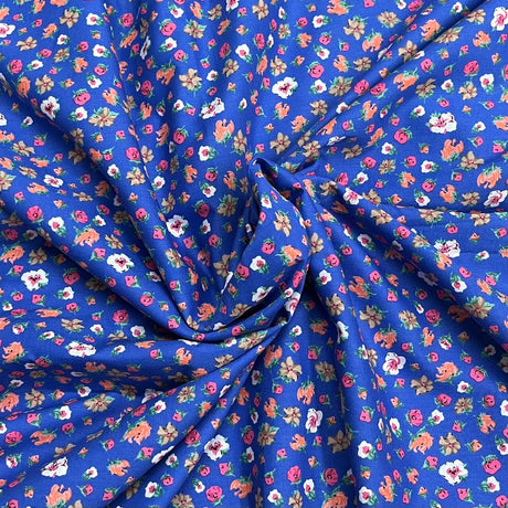 Pound A Metre 3  Metres Luxury Dressmaking 100% Digital Printed Cotton Lawn- 55" (Royal Blue)