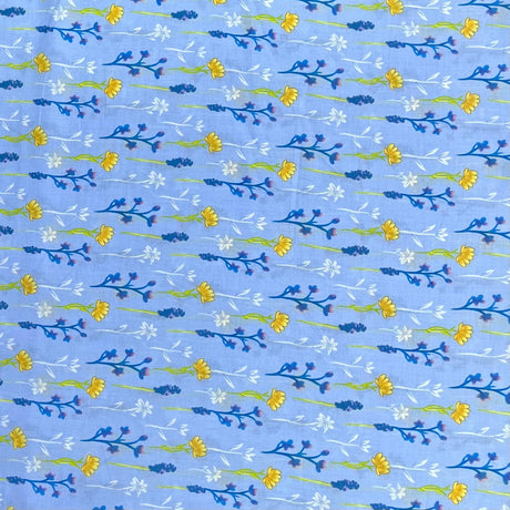 Pound A Metre 3  Metres Luxury Dressmaking 100% Digital Printed Cotton Lawn- 55" (Sky)